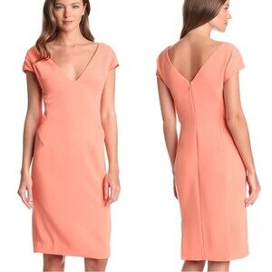Rachel Roy Nectar Peach Pink Orange Cap Sleeve V-Neck Knee-Length Dress Size 8